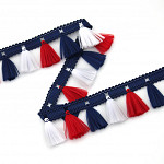 TASSEL FRINGE 2,8cm DARK BLUE/RED/WHITE 10m / FLECO BORLA 2,8cm AZUL OSCURO/ROJO/BLANCO 10m