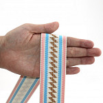 TAYLA ETHNIC STRIPED ELASTIC 4,2cm PINK/BLUE/MUSTARD/CHAMPAGNE 25m