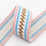 TAYLA ETHNIC STRIPED ELASTIC 4,2cm PINK/BLUE/MUSTARD/CHAMPAGNE 25m