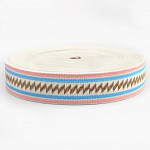 TAYLA ETHNIC STRIPED ELASTIC 4,2cm PINK/BLUE/MUSTARD/CHAMPAGNE 25m