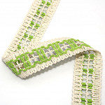 TRAMED CROCHET LACE 3cm RAW/GREEN 30m / TRAMA CROCHET ENTREDOS 3cm CRUDO/VERDE 30m