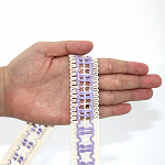 TRAMED CROCHET LACE 3cm RAW/LILAC 30m / TRAMA CROCHET ENTREDOS 3cm CRUDO/LILA 30m