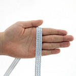 TRIPLE BEAD PASSEMENTERIE 1,4cm RAW/SILVER/SKY BLUE 20m