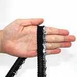 WAVY SEQUINS PIPING LACE 2,1cm BLACK/SILVER 50m