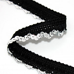 WAVY SEQUINS PIPING LACE 2,1cm BLACK/SILVER 50m