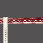 ZIG ZAG BALL LACE 3,1cm RED/RAW 30m / ENCAJE OJITO ZIG ZAG 3,1cm ROJO/CRUDO 30m