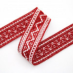 ZIG ZAG BALL LACE 3,1cm RED/RAW 30m / ENCAJE OJITO ZIG ZAG 3,1cm ROJO/CRUDO 30m