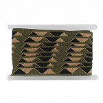 ZIG ZAG RIGID RIBBON 2cm MOSS GREEN/BEIGE/BLACK 20m / CINTA RÍGIDA ZIG ZAG 2cm VERDE MUSGO/BEIGE/NEGRO 20m