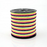 ZIG ZAG STRIPED RIGID RIBBON 1,3cm BLACK/NEON PINK/NEON YELLOW/RAW/SILVER 50m