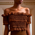 ZOE ETHNIC RUFFLE ELASTIC 8,3cm SAND/COGNAC/ORANGE/GREEN/WINE 25m