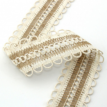 BALL EYELET PASSEMENTERIE 4,4cm JUTE/RAW 20m