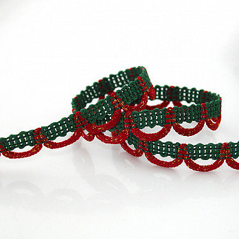 BIG EYELET LACE 1,6cm RED/GREEN/GOLD 10m