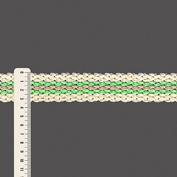 BRAID PASSEMENTERIE 3,4cm CHAMPAGNE/PASTEL GREEN/SILVER/SAND 20m