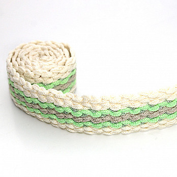 BRAID PASSEMENTERIE 3,4cm CHAMPAGNE/PASTEL GREEN/SILVER/SAND 20m