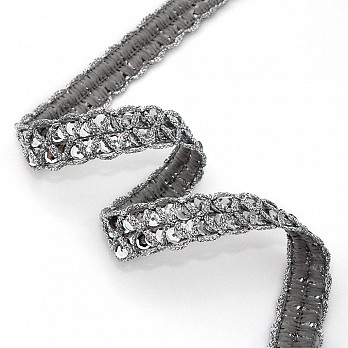 BRAIDED SEQUIN PASSEMENTERIE 2,2cm SILVER 20m