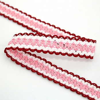 BRIANA ZIGZAG LACE 1,9cm RED/RAW/BABY PINK 50m