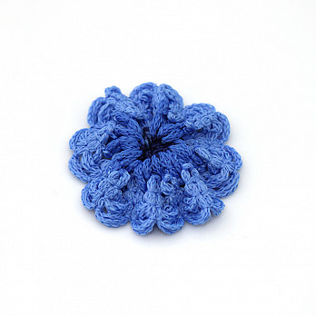 CROCHET FLOWER APPLIQUE 6cm BLUE 50un