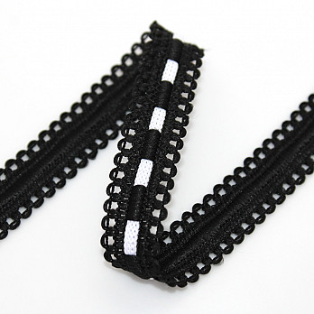 PASAMANERÍA PUNTEADO 1,7cm NEGRO/BLANCO 20m