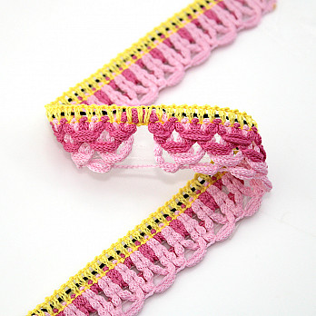 LACE CROCHET FLOWER 2,7cm YELLOW/PINK 30m