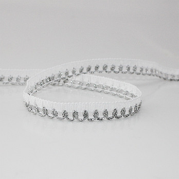 ENCAJE PICOT LAME 1cm BLANCO/PLATA 10m