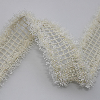 FEATHER CHECKERED LADDER LACE 4,9cm CHAMPAGNE 30m