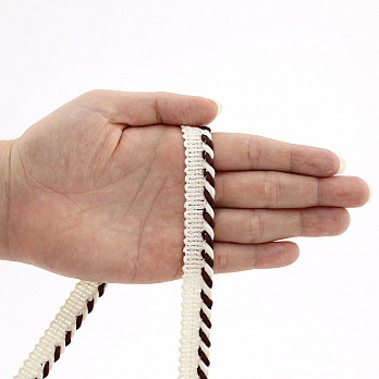 FINE CORD PIPING LACE 1,2cm CHAMPAGNE/BROWN 20m