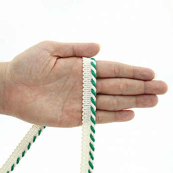 FINE CORD PIPING LACE 1,2cm CHAMPAGNE/GREEN 20m