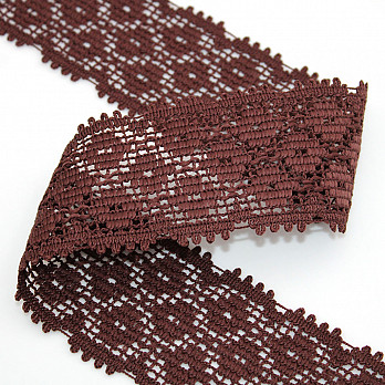 FLOWER TRIPLE BEAK LACE 6cm BROWN 30m
