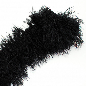 FRINGE FEATHER 9cm BLACK 10m