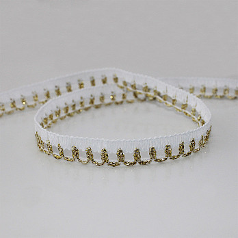 ENCAJE PICOT LAME 1cm BLANCO/ORO 10m