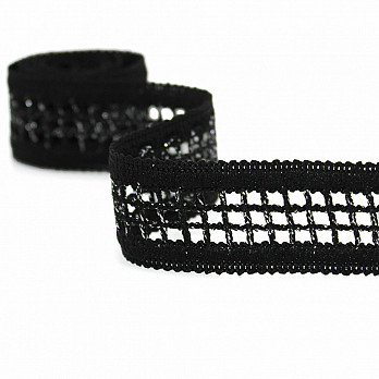 LADDER LACE CHECKED 2,7cm BLACK/SILVER 50m