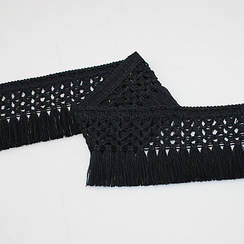 MACRAMÊ FRINGE 7cm BLACK 10m