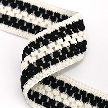 ELASTICO CROCHET RAYADO MARIA 5,2cm CHAMPÁN/NEGRO 25m