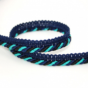 MEDIUM CORD PIPING LACE 1,1cm DARK BLUE/MEDITERRANEAN GREEN/BLACK 20m