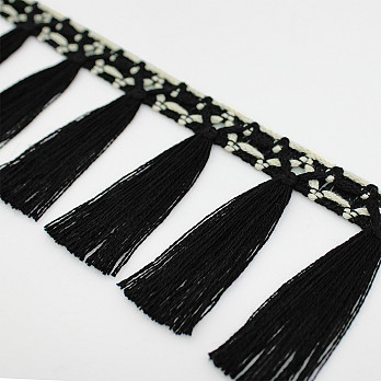 PENDANT FRINGE MACRAMÊ 7,3cm BLACK/RAW 10m