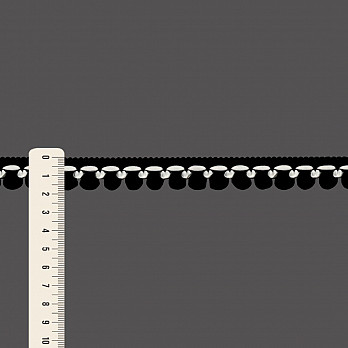 BOLA DE ENCAJE POM POM 1,8cm NEGRO/CHAMPÁN 30m