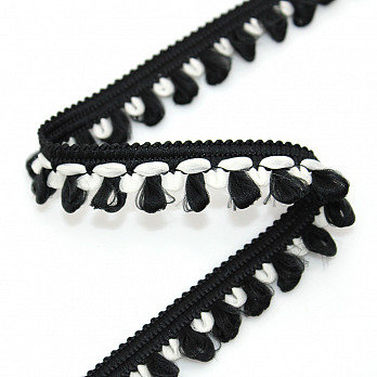 POM POM LADDER LACE 1,8cm CHAMPAGNE/BLACK 30m