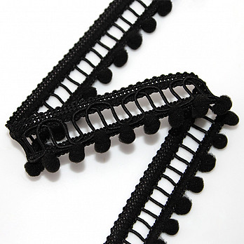POM POM LADDER LACE 2,4cm BLACK 30m