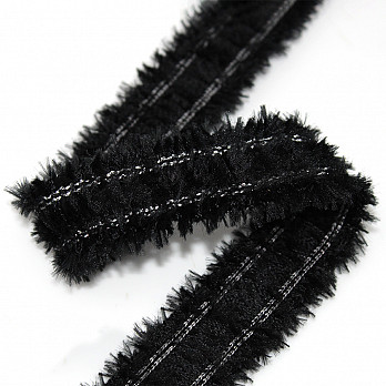 PUPPY PASSEMENTERIE 3,4cm BLACK/SILVER 20m