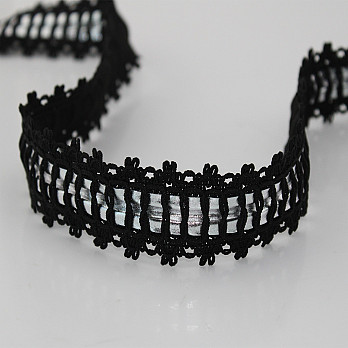 RIBBON LACE 3,7cm BLACK/SILVER 30m