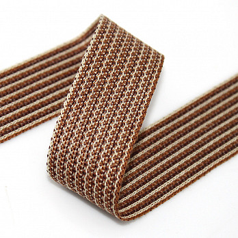 RIGID STRIPED RIBBON 2,5cm SUEDE/BARLEY/BROWN 20m
