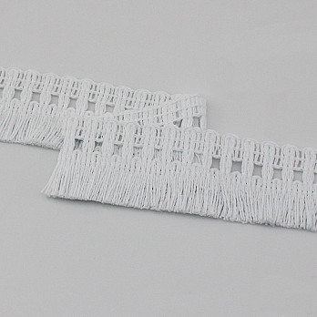 RIBBON PASS FRINGE 3,8cm WHITE 10m