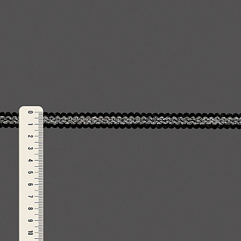 RIGID RIBBON ZIG ZAG STRIPED 1,3cm BLACK/GRAY/SILVER 50m