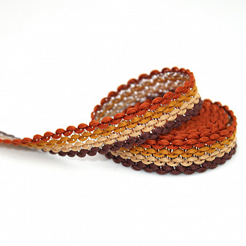 CINTA RÍGIDA ZIG ZAG RUBY 1,3cm MARRÓN/BEIGE/MOSTARDA/COÑAC/PLATA 50m