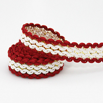 RUBY ZIG ZAG RIGID RIBBON 1,3cm RAW/RED/GOLD 50m