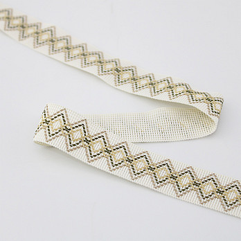 SAFARI ZIG ZAG RIGID RIBBON 2,1cm CHAMPAGNE/DARK SAND/MOSS GREEN/BEIGE 20m