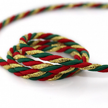 SAN FRANCISCO MEDIUM CORD 5mm RED/GREEN/GOLD 10m