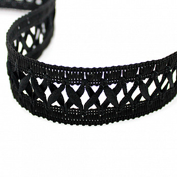 SATIN RIBBON X PASSEMENTERIE 2,8cm BLACK 20m