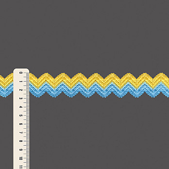 ELÁSTICO ZIG ZAG DUET RAYADO 2,9cm AMARILLO BEBÉ/AZUL CIELO 20m