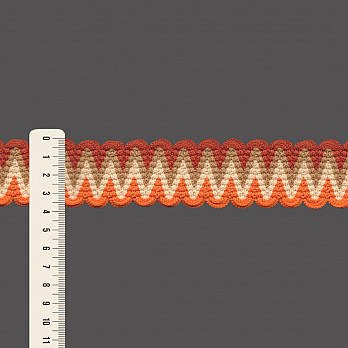 SCROOL GIMP STRIPED ELASTIC 3,8cm TILE/BEIGE/PEACH/SALMON 25m